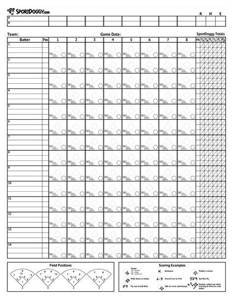 softball score sheet printable