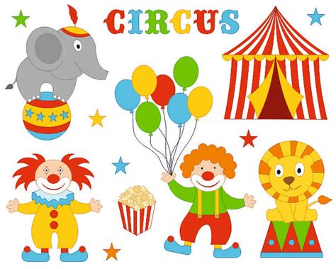 Funny Bright Circus Clip Art Set Clowns Clipart Digital