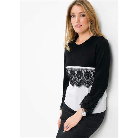 bonprix black lace trim jumper jumper bonprix  black  bella elegant sweater jumpers