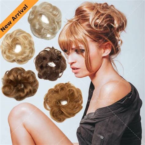 Updo Messy Straight Bun Scrunchie Clip In Real Remy Human Hair Piece