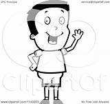 Hello Cartoon Waving Clipart Boy Friendly Coloring Idea Creative Outlined Vector Cory Thoman Royalty Clipartof sketch template