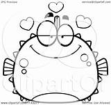 Fish Clipart Cartoon Piranha Chubby Infatuated Blowfish Outlined Coloring Vector Cory Thoman Illustration Royalty Clipartof sketch template