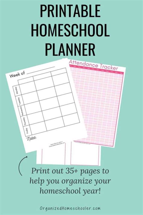 printable homeschool planner  organized homeschooler