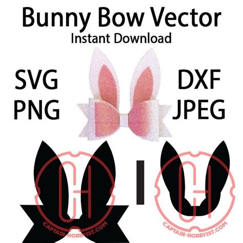 easter bunny bow svg vector template pattern  etsy bunny