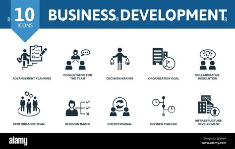 business development set icon editable icons business development