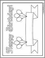 Birthday Happy Banner Coloring Printable Pages Color Colorwithfuzzy Balloons Signs Ribbon Posters Customizable Banners Cards Kids Drawings Cute Blank sketch template