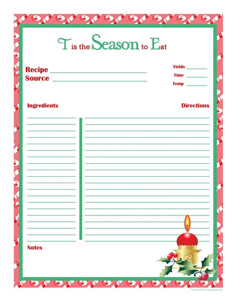 printable christmas recipe card template printable word searches