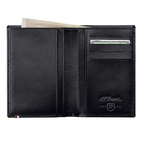 st dupont   mens small vertical bifold wallet black leather