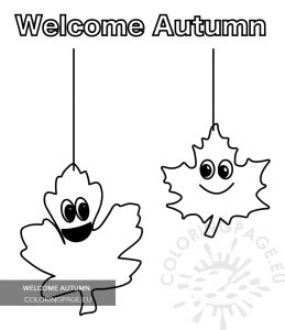 autumn  fall leaves coloring page