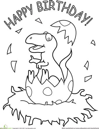happy birthday dinosaur worksheet educationcom dinosaur coloring pages happy birthday