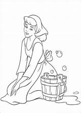 Cleaning Coloring Pages Cinderella Getcolorings Floor sketch template
