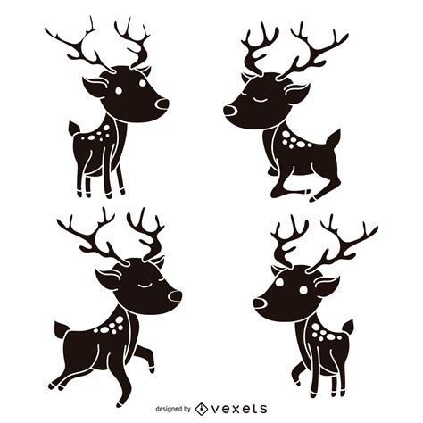 reindeer silhouette set vector