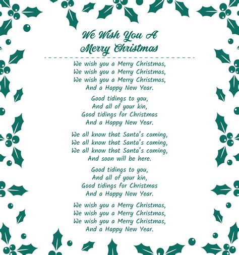 printable vintage christmas song lyrics printableecom