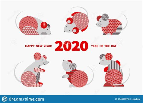 het jaar van  van de rat vector illustratie illustration  gelukkig knaagdier