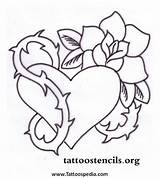 Tattoo Heart Rose Stencils Drawing Drawings Flower Hearts Wings Tattoos Roses Stencil Pages Designs Thorns Coloring Easy Bleeding Outline Draw sketch template