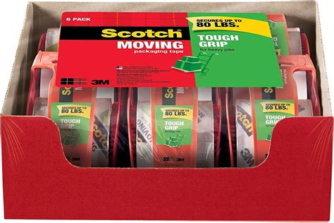 amazoncom scotch tough grip moving packaging tape     yd   core  rolls