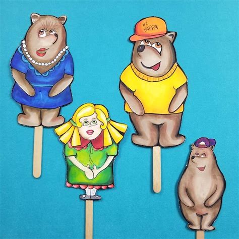 goldilocks    bears puppets full color printable paper