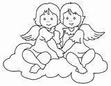 Coloring Pages Angel Angels Little Twins Print Printable Kids Baby Sweet Color Clipart Anjos Popular Christmas Coloringme Library Coloringhome sketch template