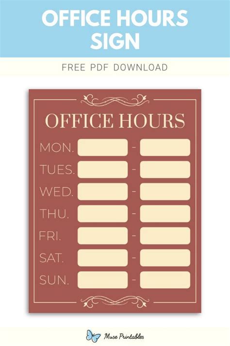 printable office hours sign template   format