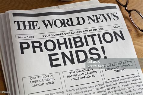 newspaper headline prohibition ends stock photo  image