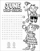 June Activity Search Coloring Word Pages Sheet Sheets Print sketch template