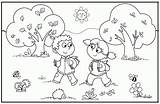 Coloring Park Pages Kids Printable Spring Happy Popular sketch template