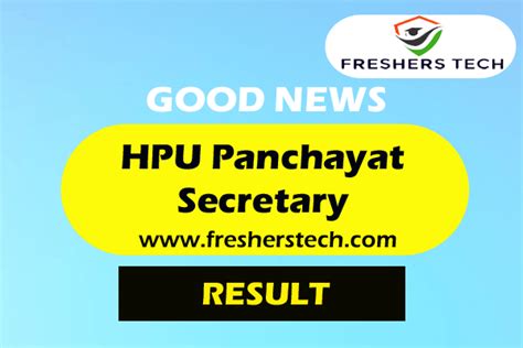 Hpu Panchayat Secretary Result 2021 Ps Cut Off Marks Merit List