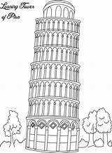 Coloring Apennine Peninsula Designlooter Leaning Pisa Landmarks Tower Italy Around Pages Collection sketch template