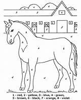 Horse Color Number Coloring Numbers Printable Pages Kids Easy Barn Colouring Paint Pasture Animals Stable Horses Farm Print Stables Numeri sketch template