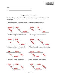 prepositional phrase diagramming sentences worksheets  answers