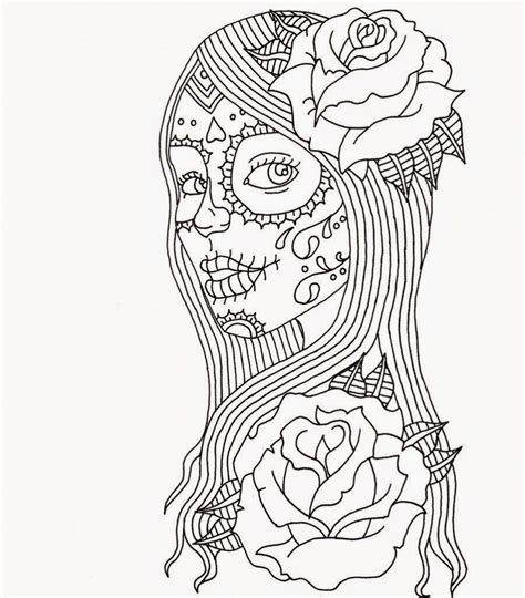 day   dead coloring pages pretty woman adult coloring pages