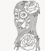 Coloring Pages Dead Pretty Woman Adults Printable Skulls Sugar sketch template