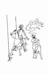 Quijote Mancha Sancho Cervantes Uclm Infocampus Escolha sketch template