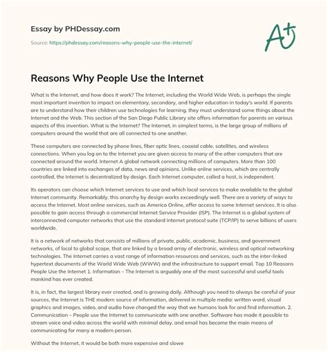 reasons  people   internet phdessaycom