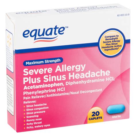 equate severe allergy  sinus headache caplets  ct walmartcom