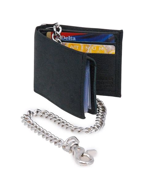 classic bi fold leather chain wallet wremovable id case wck