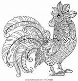 Rooster Antistress Zentangle Doodle sketch template