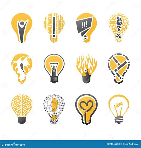 light bulb idea vector logo template set stock photo image