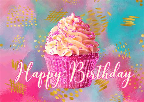 happy birthday pink cupcake