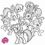 Mane Unicorn Six Equestria Ponies Bestcoloringpagesforkids sketch template
