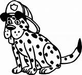 Helmet Fire Dog Wearing Drawing Coloring Pages Dalmatian Firemens Sitting Firefighter Getdrawings sketch template