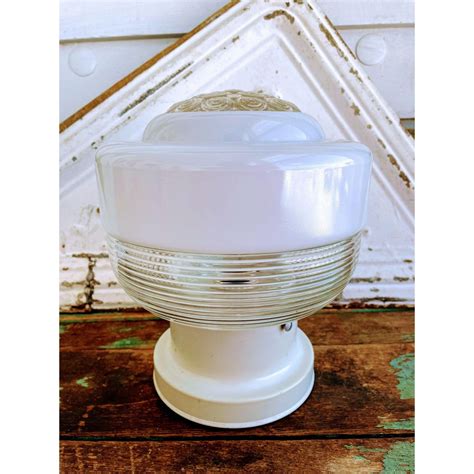 vintage glass  dome shaped glass ceiling light  metal etsy   glass ceiling