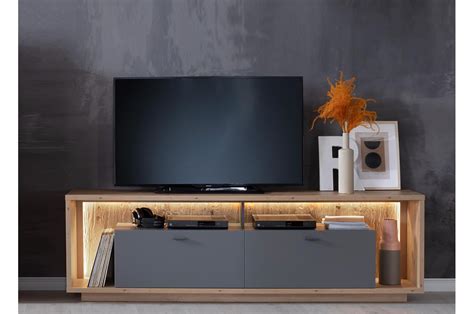 meuble tv design bois  gris  cm pour salon