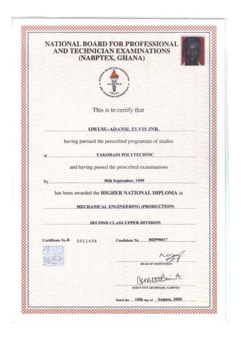Nabptex Ghana Hnd Certificate