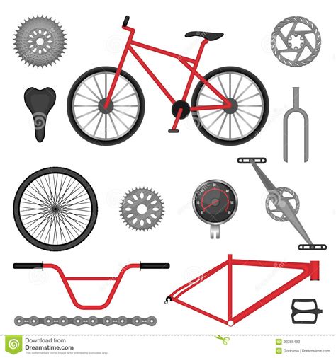 parts  bmx bike  road sport bicycle   racing stock vector illustration  gear