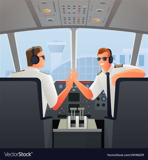 Pilots In Cabin Plane Royalty Free Vector Image