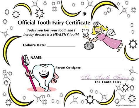 printable tooth fairy certificate    steps