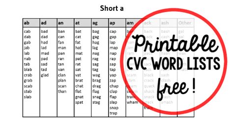 cvc word lists  measured mom