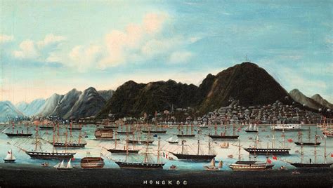 oil painting   anonymous artist   view  hong kong   kowloon qing dynasty