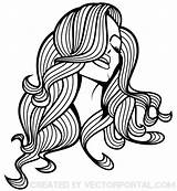 Hair Vector Silhouette Girl Long Clip Beautiful Flowing Clipart Woman Drawing Vectors Pro Graphics Women Curly Logo Library Cliparts Lady sketch template